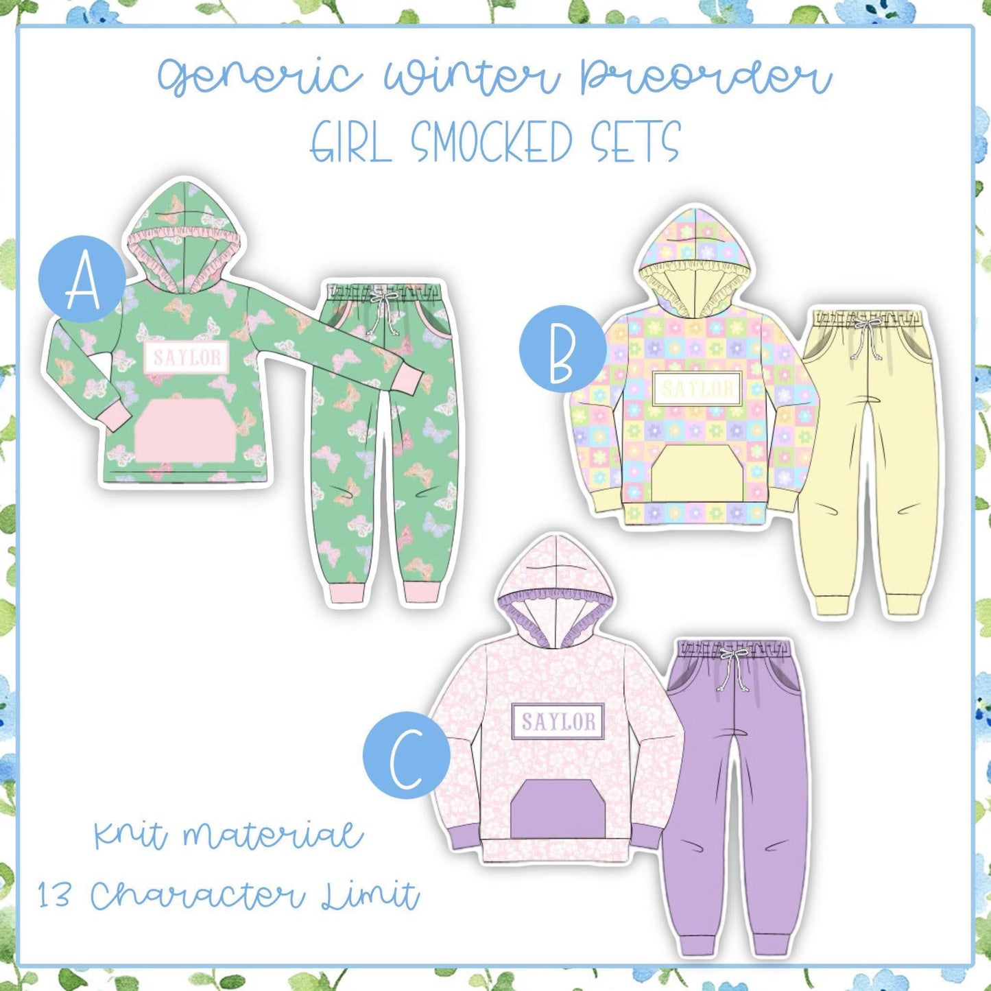 Hoodie smocked sets