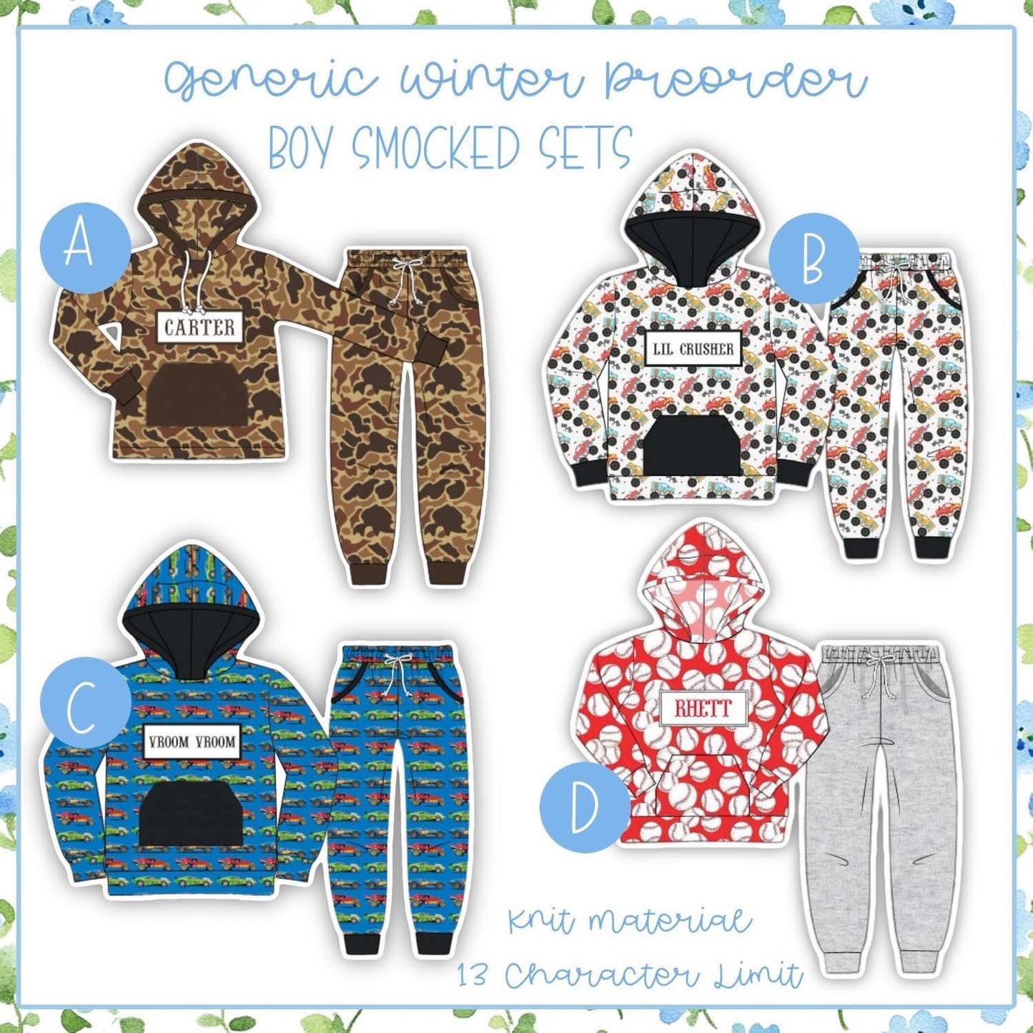 Boys smocked sets