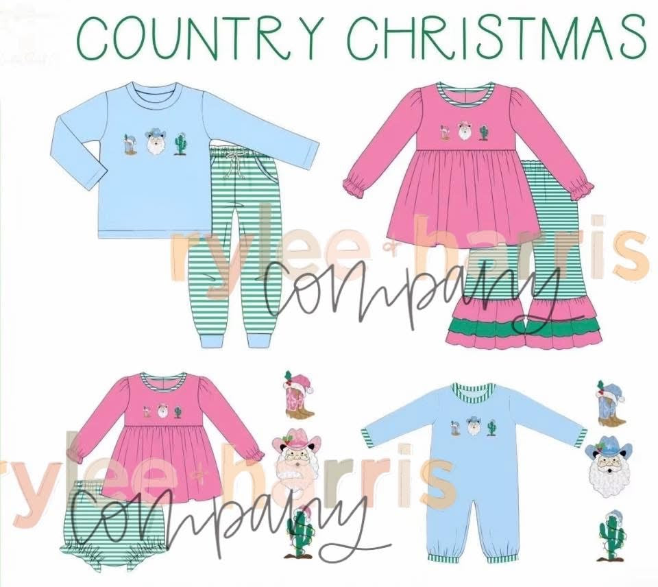 Country Christmas girl pant set