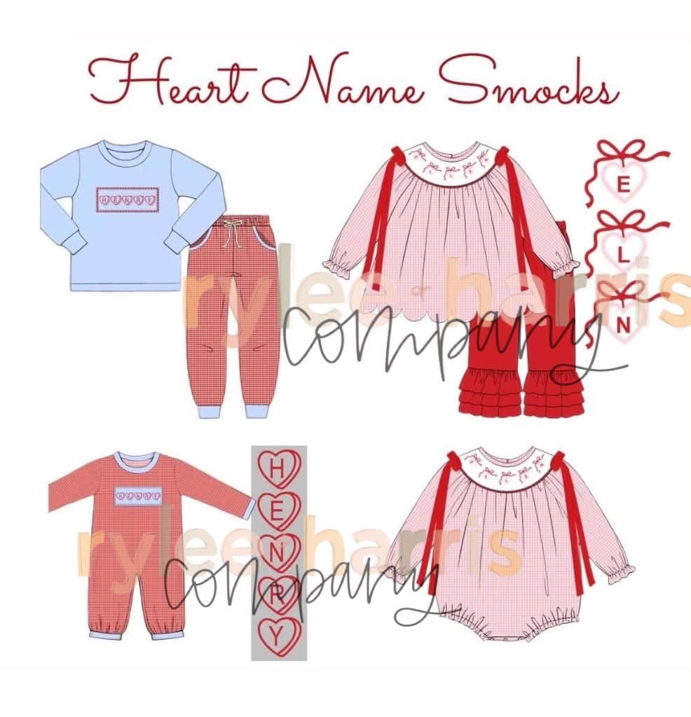 Heart name smocks