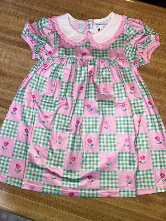 *RTS- pink & green floral dress