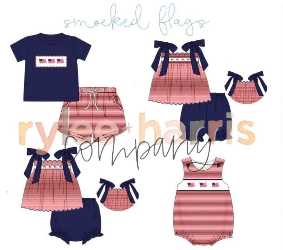 Smocked Flags Boy Set