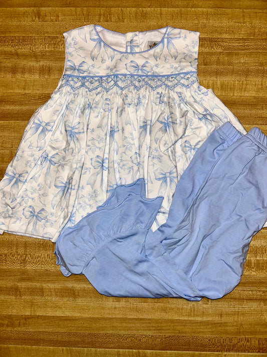 *READY TO SHIP- blue sibling set girl pant set
