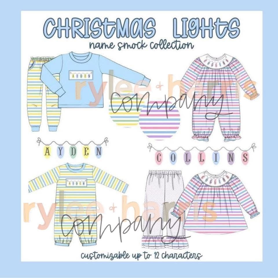Christmas lights girl pant set