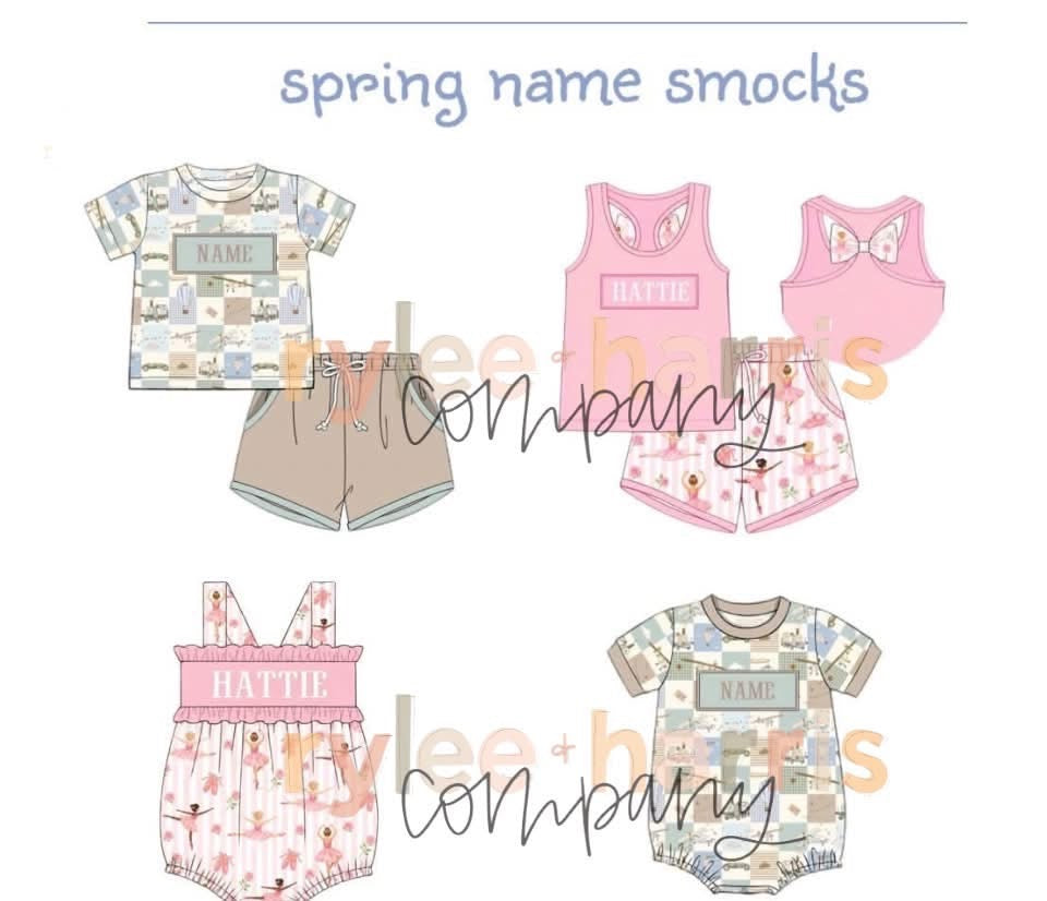 Spring name smocks girl set