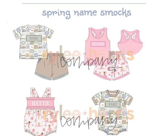Spring name smocks girl set